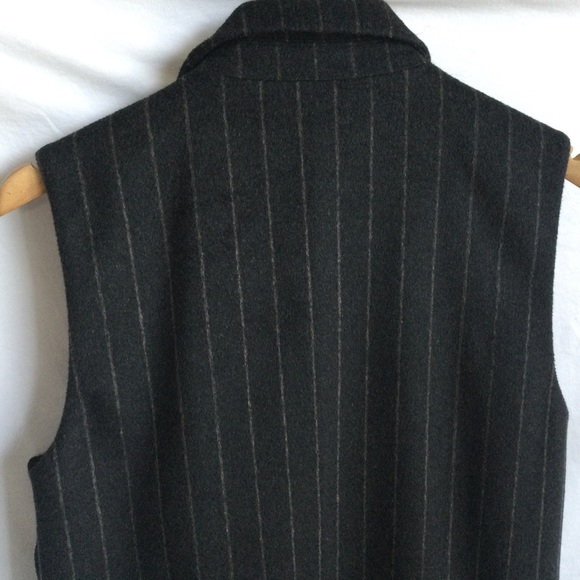 Rui Unique Medium Gray Long Vest Artsy Cool Pockets Pinstripe - Picture 9 of 15